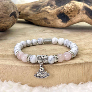 Bracelet buddha en quartz rose