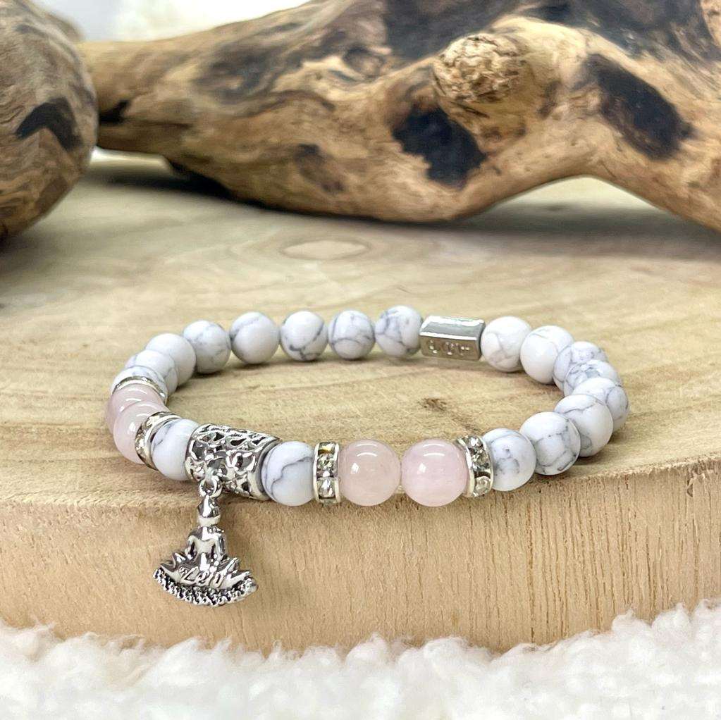 Bracelet buddha en quartz rose