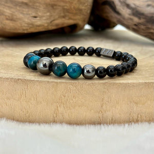 Bracelet force tigre bleu et hematite