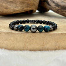 Charger l&#39;image dans la galerie, Bracelet force tigre bleu et hematite