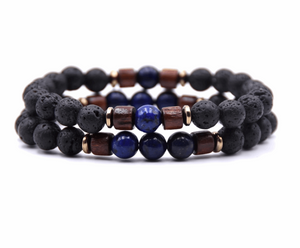 Bracelet magma couple en lapis lazuli