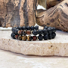 Charger l&#39;image dans la galerie, Bracelet Magma couple en oeil de tigre