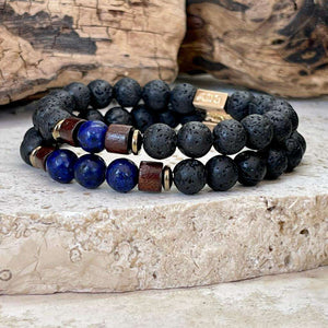 Bracelet magma couple en lapis lazuli