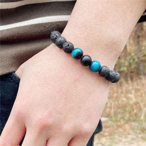 Bracelet courage en oeil de tigre bleu