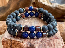 Charger l&#39;image dans la galerie, Bracelet magma couple en lapis lazuli