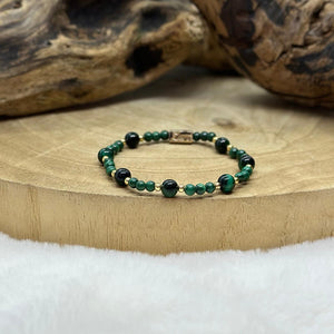 Bracelet en malachite et oeil de tigre