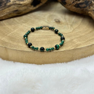 Bracelet en malachite et oeil de tigre