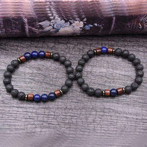 Bracelet magma couple en lapis lazuli