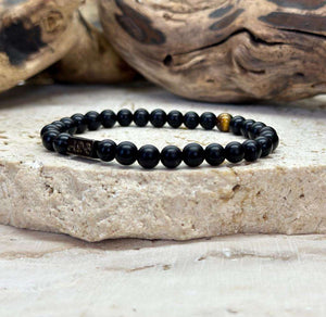 Bracelet en obsidienne  6mm