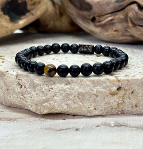 Bracelet en obsidienne  6mm