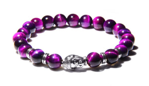 Bracelet bouddha en oeil de tigre mauve.