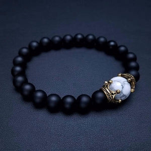 Bracelet en onyx et howlite.