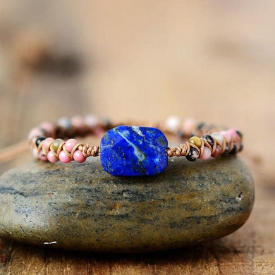 Bracelet lapiz lazuli et rhodochrosite.