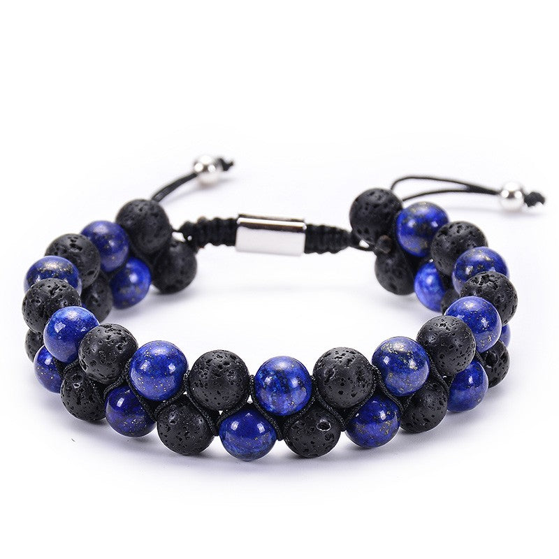 Bracelet tressé en lapis et basalte - Les énergies positives 