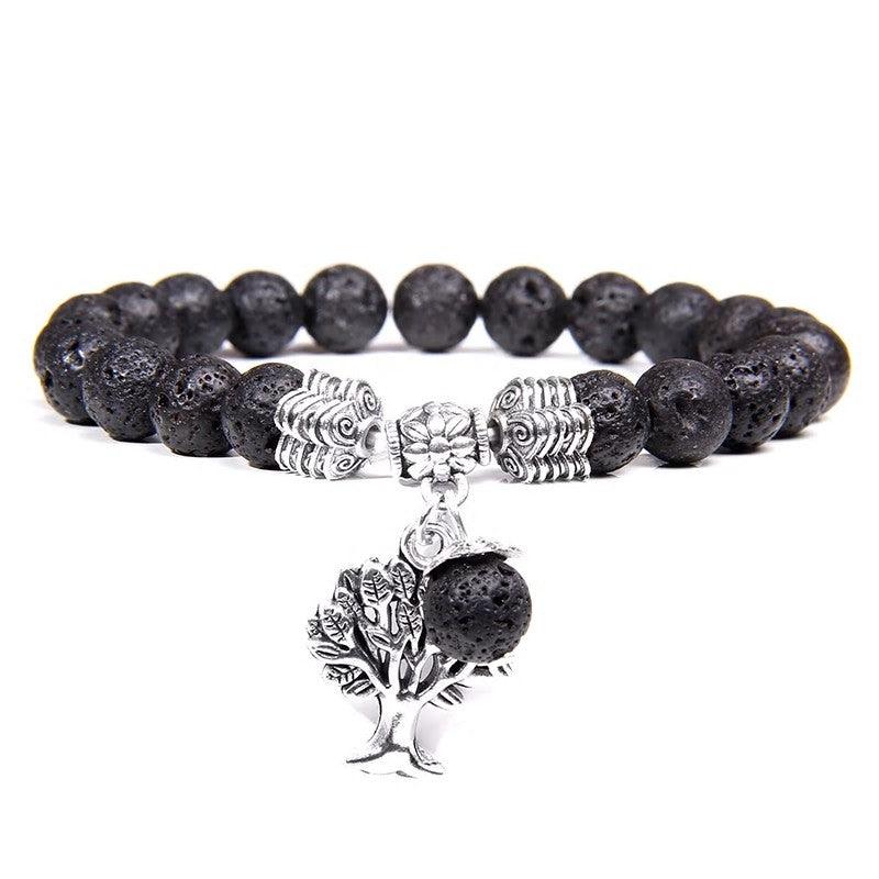 Bracelet arbre de vie en pierre de lave.