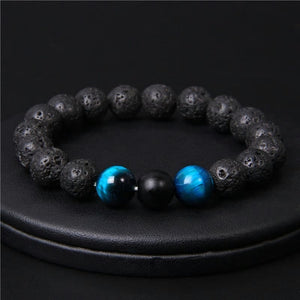 Bracelet courage en oeil de tigre bleu