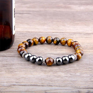 Bracelet om oeil de tigre et hématite.