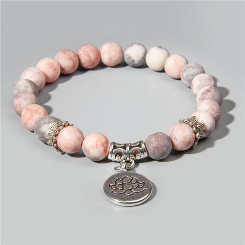 Bracelet en perles de jaspe zébre rose - Les énergies positives 