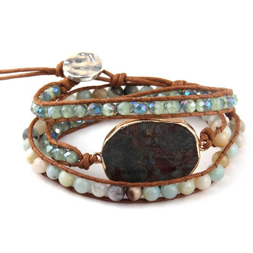 Bracelet patience jaspe et amazonite.