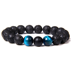 Bracelet courage en oeil de tigre bleu