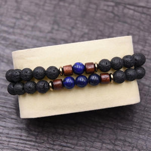 Bracelet magma couple en lapis lazuli